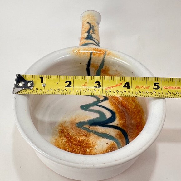 Brenner Tolliver Pottery Handcrafted White Stoneware Soup Bowl Hollow Handle - Picture 14 of 15